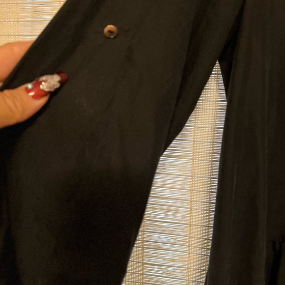 Zara Black Mini Flowy  Button-Up Dress Rolled Up Sleeves - Picture 8 of 10